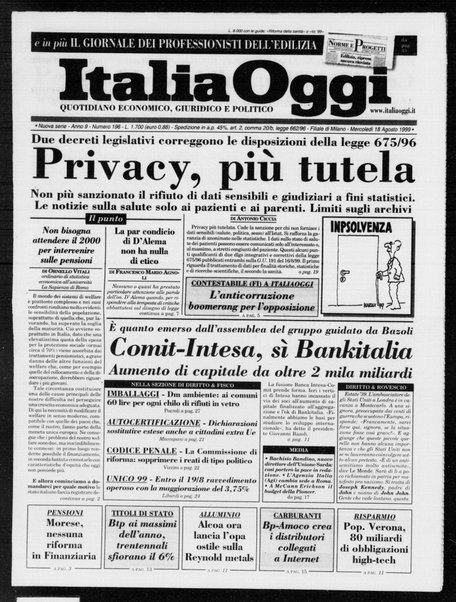 Italia oggi : quotidiano di economia finanza e politica